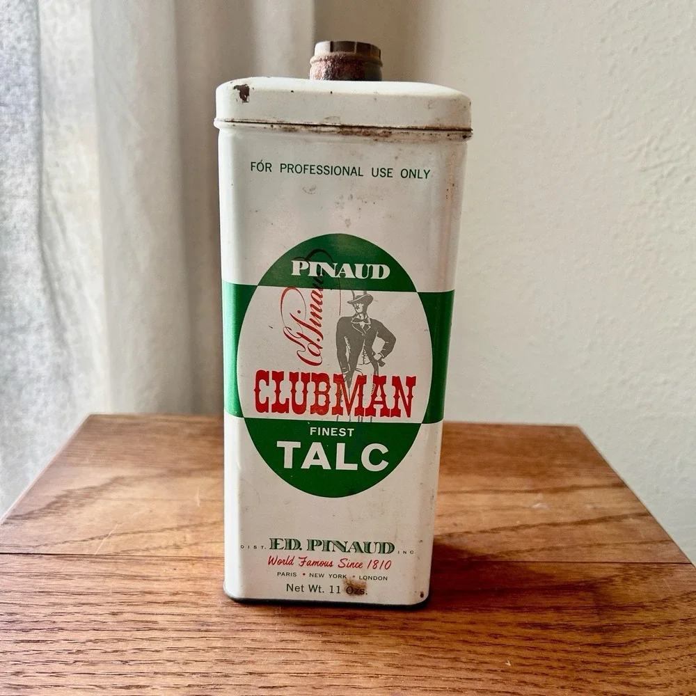 Clubman Pinaud Talc Tin 1962 Johnny Graham Glendale Barber Shop Dallas History
